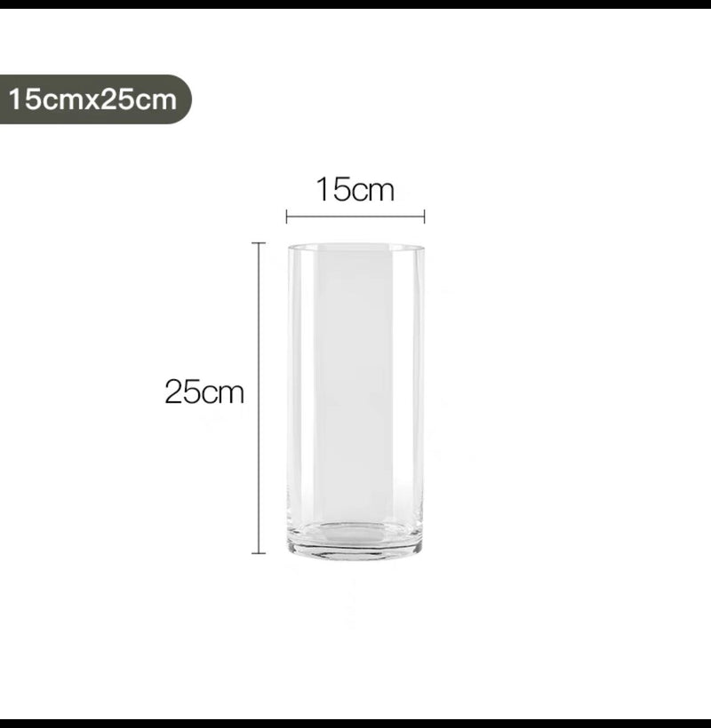 Glass Cylinder Vase Clear (15Dx25cmH)