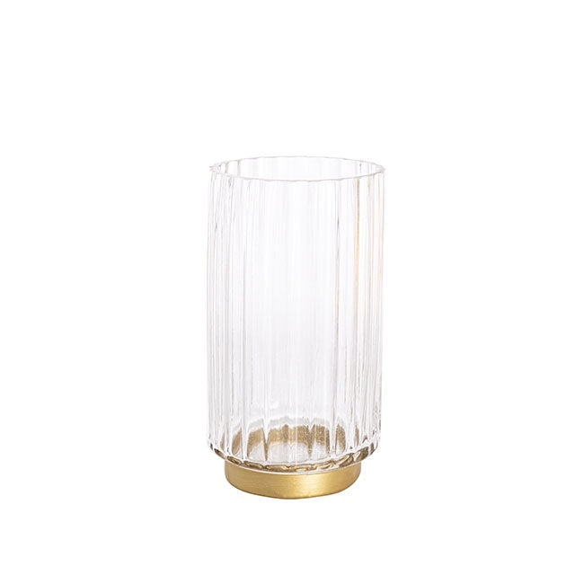 Glass Astoria Ribbed Vase Black