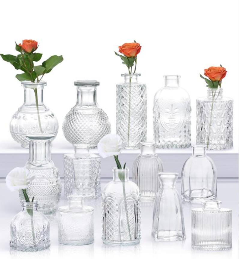 14pcs Clear Glass Vase Set Bud Vases