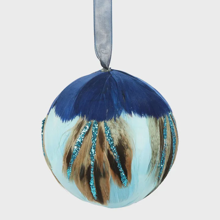 Flamin Feather Bauble Light Blue